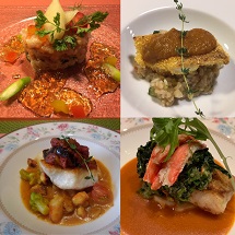 鯛のポレンタ粉焼・ドライトマトのソース（お料理の一例）
